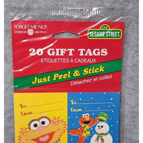 American Greetings Sesame Street Christmas Gift Tags 20 Peel &‎ Stick 3 Sets NEW - Picture 4 of 5